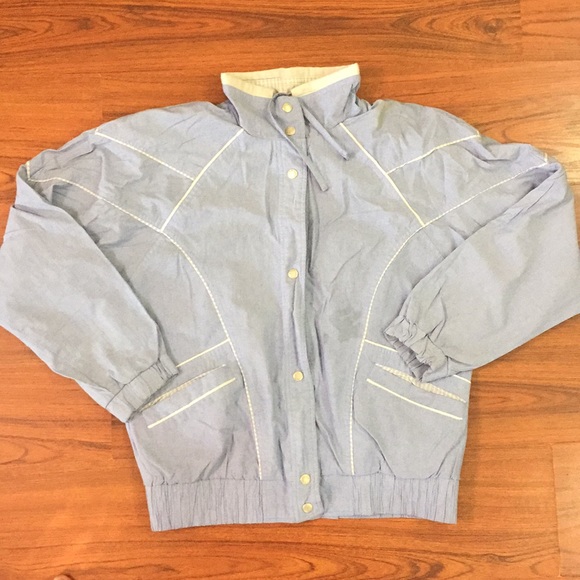 80s VintageBlue Button Up Light Jacket Medium - Picture 8 of 8